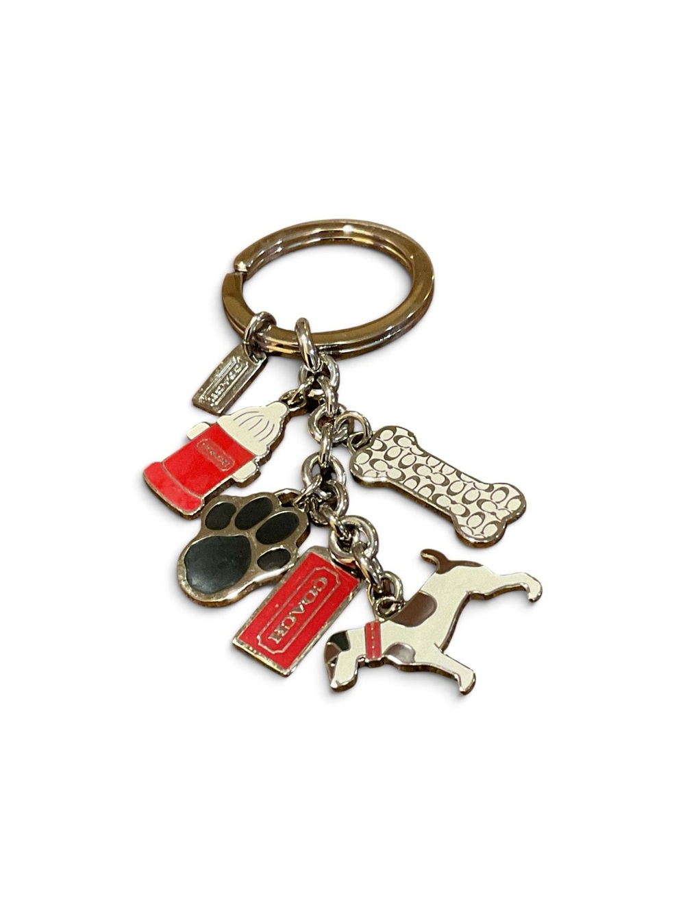 vintage COACH Jack Russell Enamel Multi-Charm Keychain